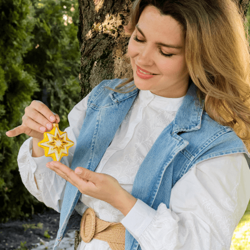 Елочная игрушка Rizdviani Istorii Звезда Желтый 8 см 4820001128154