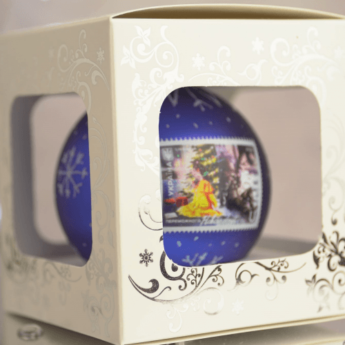 Новогодний шар на елку Santa Shop Патриотическая Марка Переможного Нового року! Синий 8,5 см 4820001129359