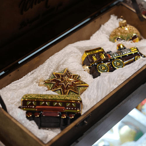 Елочная игрушка набор 4 шт Rizdviani Istorii Праздничный Зеленый/Коричневый 13,5 см, 12 см, 9 см, 8 см 4820001153576