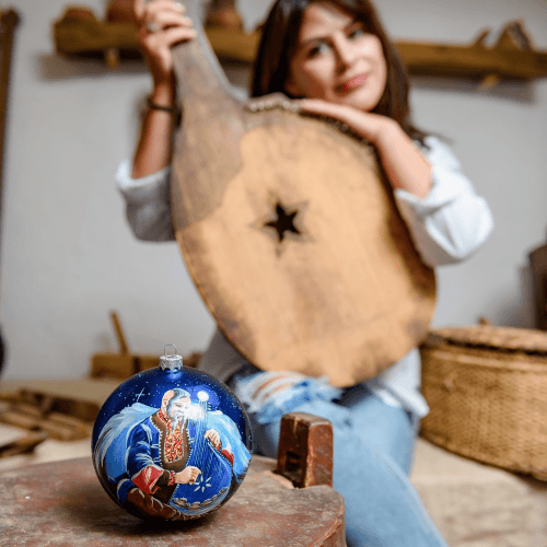 Новогодний шар на елку Rizdviani Istorii Украинские истории Кобзарь-Хранитель 12 см 4820001154689