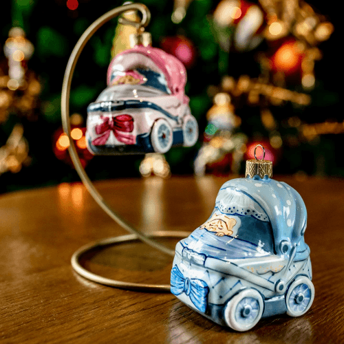 Елочная игрушка Rizdviani Istorii Візочок Голубой 9 см 4820001178838