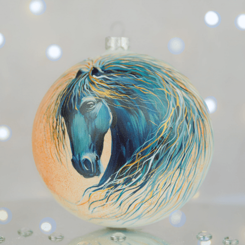 Новогодний шар на елку Santa Shop Символ года 2026 Переможець Молочный/Синий 12 см 4820001179828