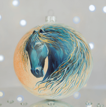 Новогодний шар на елку Santa Shop Символ года 2026 Переможець Молочный/Синий 12 см 4820001179828