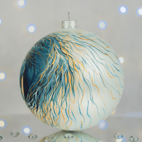 Новогодний шар на елку Santa Shop Символ года 2026 Переможець Молочный/Синий 12 см 4820001179828