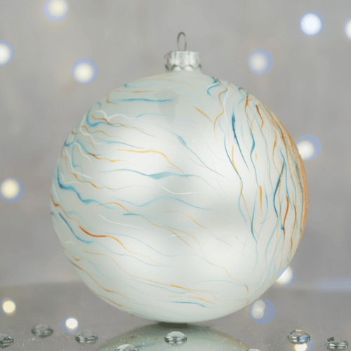 Новогодний шар на елку Santa Shop Символ года 2026 Переможець Молочный/Синий 12 см 4820001179828