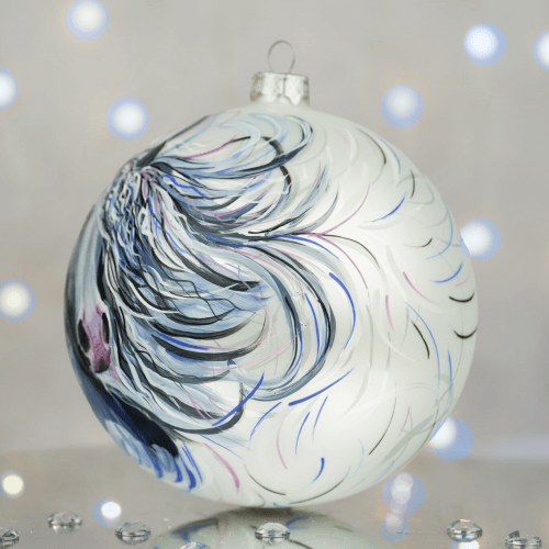 Новогодний шар на елку Santa Shop Символ года 2026 Мрія Белый/Голубой 12 см 4820001179835