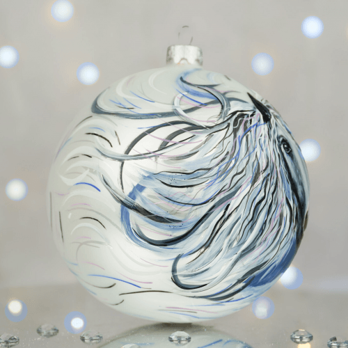 Новогодний шар на елку Santa Shop Символ года 2026 Мрія Белый/Голубой 12 см 4820001179835