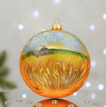 Новогодний шар на елку Santa Shop Лани широкополі Золотой 12 см 4820001179866