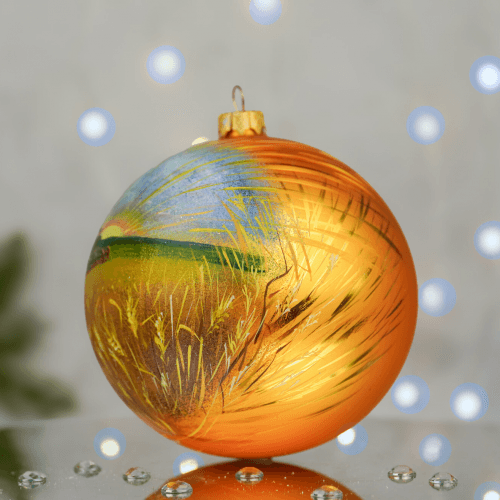 Новогодний шар на елку Santa Shop Лани широкополі Золотой 12 см 4820001179866