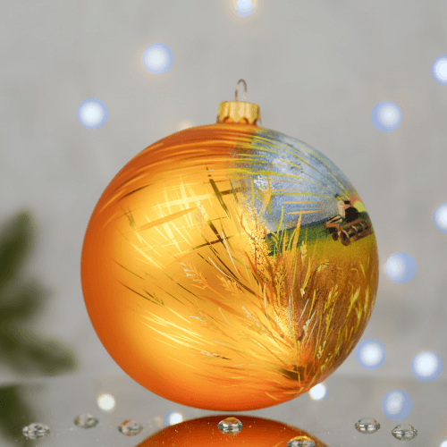 Новогодний шар на елку Santa Shop Лани широкополі Золотой 12 см 4820001179866