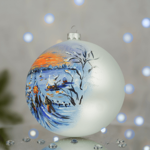 Новогодний шар на елку Santa Shop Різдвяні колядники Белый 12 см 4820001179873