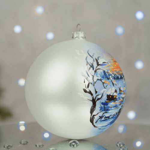 Новогодний шар на елку Santa Shop Різдвяні колядники Белый 12 см 4820001179873