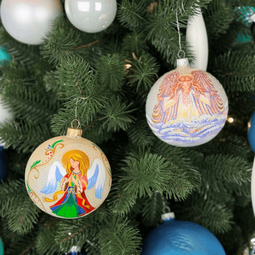 Новогодний шар на елку Santa Shop Рождественский ангел Молочный 10 см 4820001112511