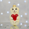 Елочная игрушка Santa Shop Ведмедик з серденьком Молочный/Красный 8 см 4820001180206