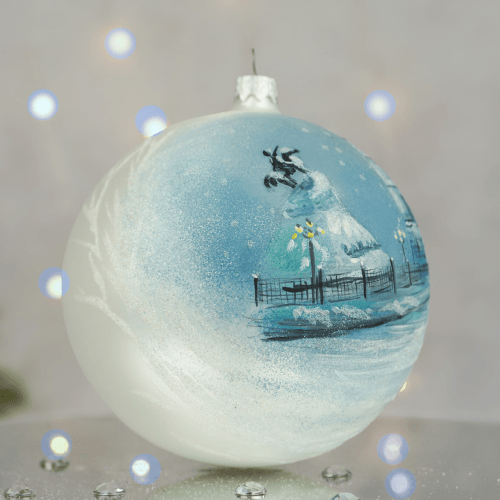 Новогодний шар на елку Santa Shop Софіївська площа Белый/Голубой 12 см 4820001180336