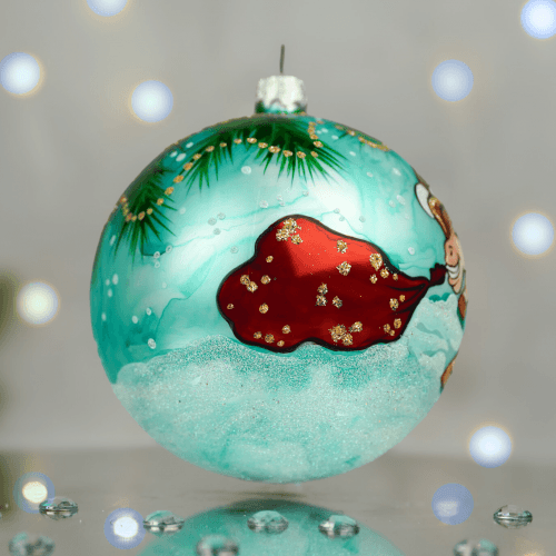 Новогодний шар на елку Santa Shop Символ года 2026 Під ялинкою Бирюзовый 10 см 4820001180398