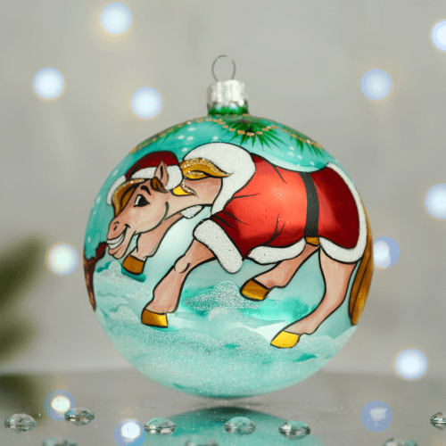 Новогодний шар на елку Santa Shop Символ года 2026 Під ялинкою Бирюзовый 10 см 4820001180398