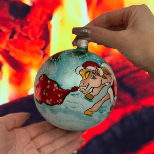 Новогодний шар на елку Santa Shop Символ года 2026 Під ялинкою Бирюзовый 10 см 4820001180398