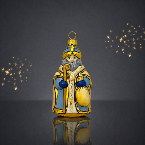 Елочная игрушка Rizdviani Istorii Миколай з подарунками 12,5 см 4820001270525