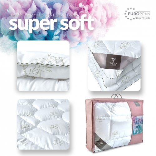 Летнее одеяло евро двуспальное Ideia Super Soft Classic 200х220 см Белый 8-11789