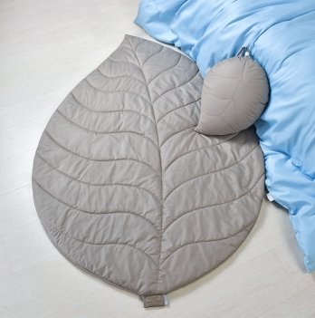 Прикроватный коврик и декоративная подушка Idea набор Листочек Серый 8-31654