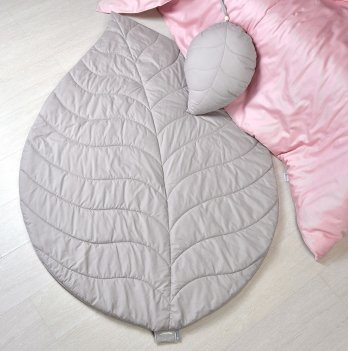 Прикроватный коврик и декоративная подушка Idea набор Листочек Светло-серый 8-31654