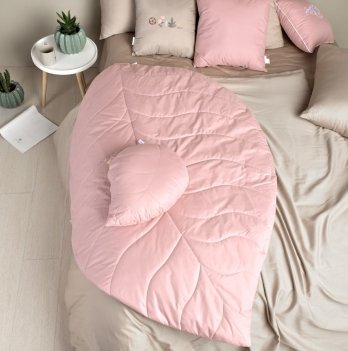 Прикроватный коврик и декоративная подушка Idea набор Листочек Розовый 8-31654