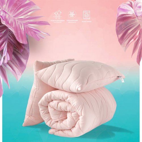Комплект одеяло евро двуспальное и подушки для сна Ideia Tropical Розовый 8-32436