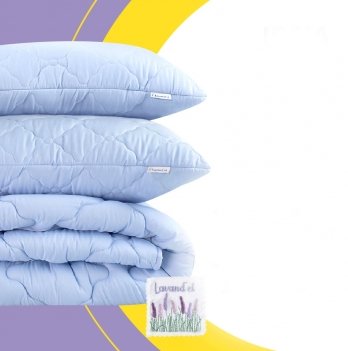 Комплект одеяло евро двуспальное и подушки для сна Ideia Лаванда Голубой 8-33234