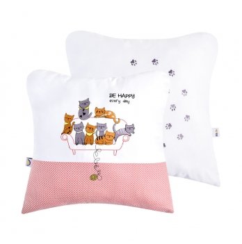 Декоративная подушка Idea Коты на диване 45х45 см Белый/Розовый 8-33304