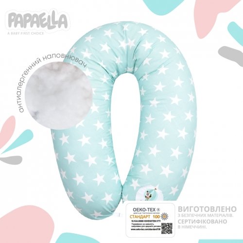 Подушка для беременных и кормящих Papaella 30x190 см Звезды Мятный 8-31885