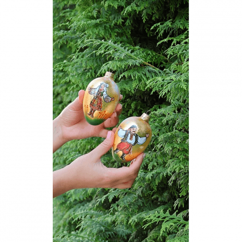 Елочная игрушка набор 2 шт Santa Shop Святкова пара Золотой 9 см 4820001154443