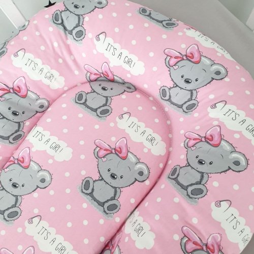 Кокон для новорожденных Oh My Kids Soft OMK Bear girls Сатин Розовый Кокос 6 см КК-222-ОМК