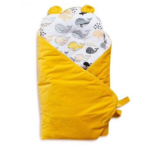 Конверт одеяло для новорожденных двусторонний c ортопедической подушкой Twins Bear 100х100 см Желтый 9064-TB-05