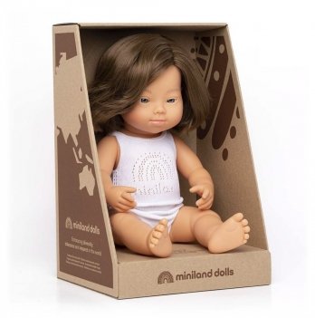 Кукла анатомическая Miniland Educational Девочка с синдромом Дауна в белье 38 см 31174
