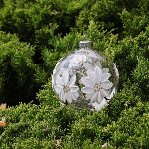 Новогодний шар на елку Santa Shop Магнолия Белый 10 см 4820001112443