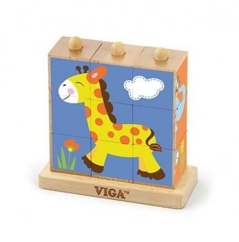 Пазл-кубики вертикальный Viga Toys Сафари 50834