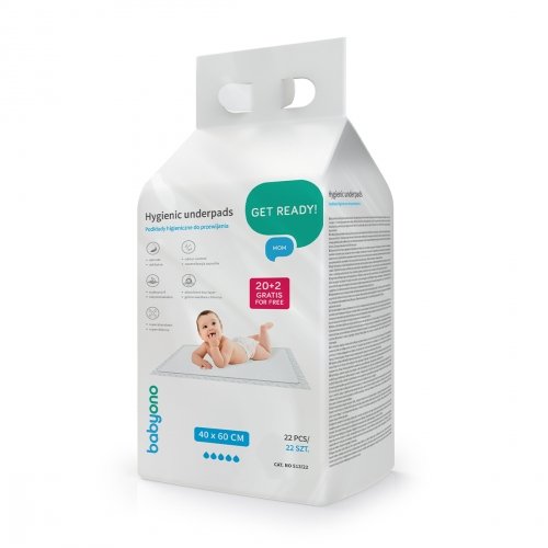 Пеленки одноразовые гигиенические BabyOno 60х40 20+2 шт 513/22