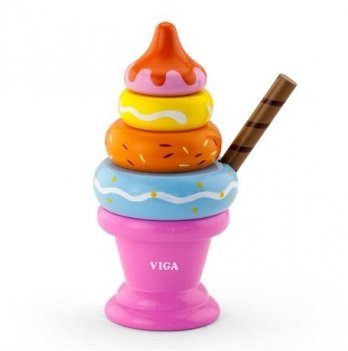 Игровой набор Viga Toys Деревянная пирамидка-мороженое 51321