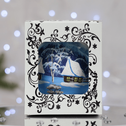 Новогодний шар на елку Santa Shop Дом на пруду Синий 10 см 7806723189571