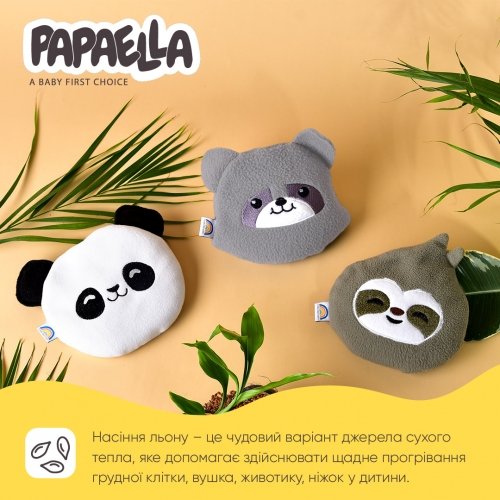 Детская подушка грелка Papaella WarmMe Панда 18x18 см Белый 8-33270