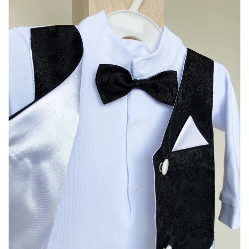 Нарядный костюм для мальчика Kid's Fantasy Джентльмен 0-6 мес Белый/Черный 1057