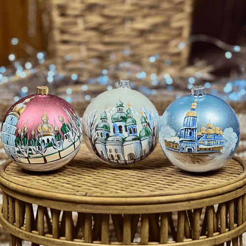 Новогодний шар на елку Santa Shop Михайлівський Золотоверхий Собор Бирюзовый 10 см 4820001180343