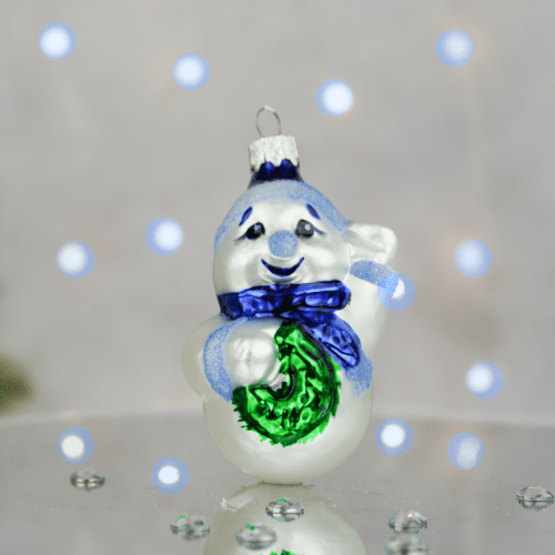 Елочная игрушка Santa Shop Сніговик з вінком Синий 8 см 4820001180237