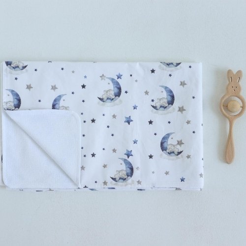 Непромокаемая пеленка для детей ELA Textile&Toys Слоники Белый/Серый/Синий 80х50 см WRD001E