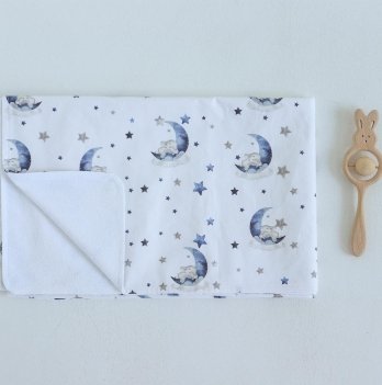 Непромокаемая пеленка для детей ELA Textile&Toys Слоники Белый/Серый/Синий 80х50 см WRD001E