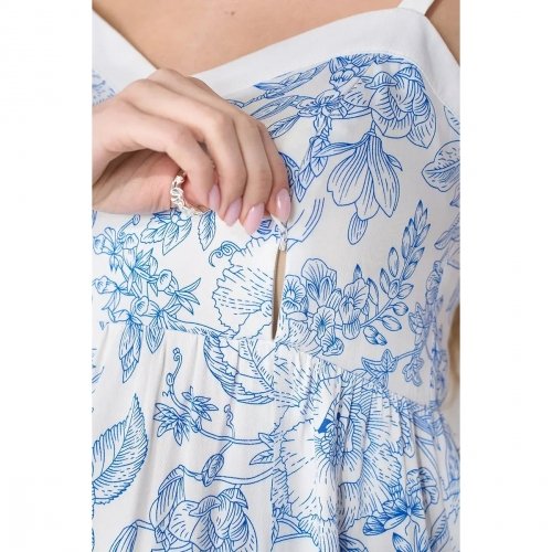 Сарафан для беременных и кормящих Юла Мама Amelie Молочный/Синий SF-26.062