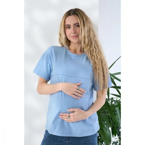 Футболка для беременных и кормящих Юла Мама Goldie Голубой NR-26.111