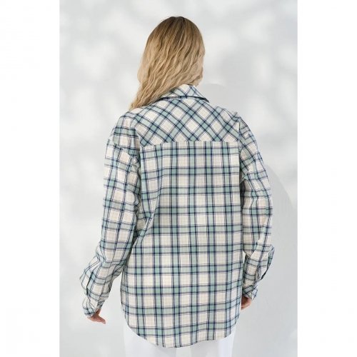 Рубашка в клетку для беременных и кормящих Юла Мама Rey Синий/Зеленый BL-26.031