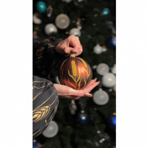 Новогодний шар на елку Santa Shop Колосся Коричневый 10 см 4820001180060